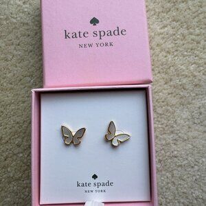 Kate Spade Mother of Pearl "All a Flutter" Butterfly Stud Earrings w/Box
